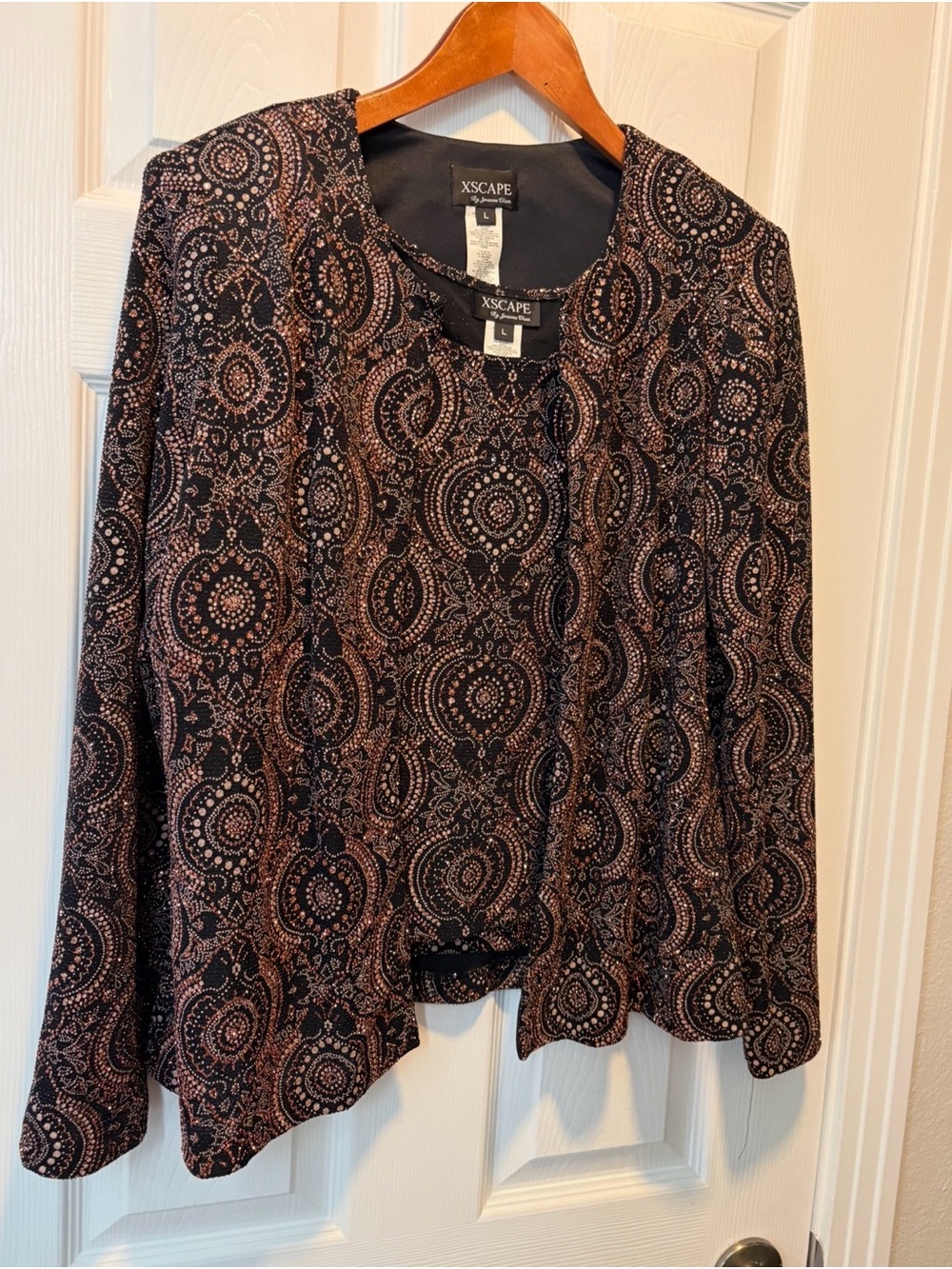 Xscape Black and Rose Paisley Open Cardigan Tunic
